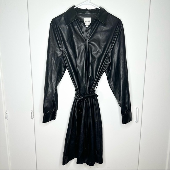 NWT Nic+Zoe Womens Black Faux Leather Knee Length Shirtdress Size Large and XL - Picture 4 of 11
